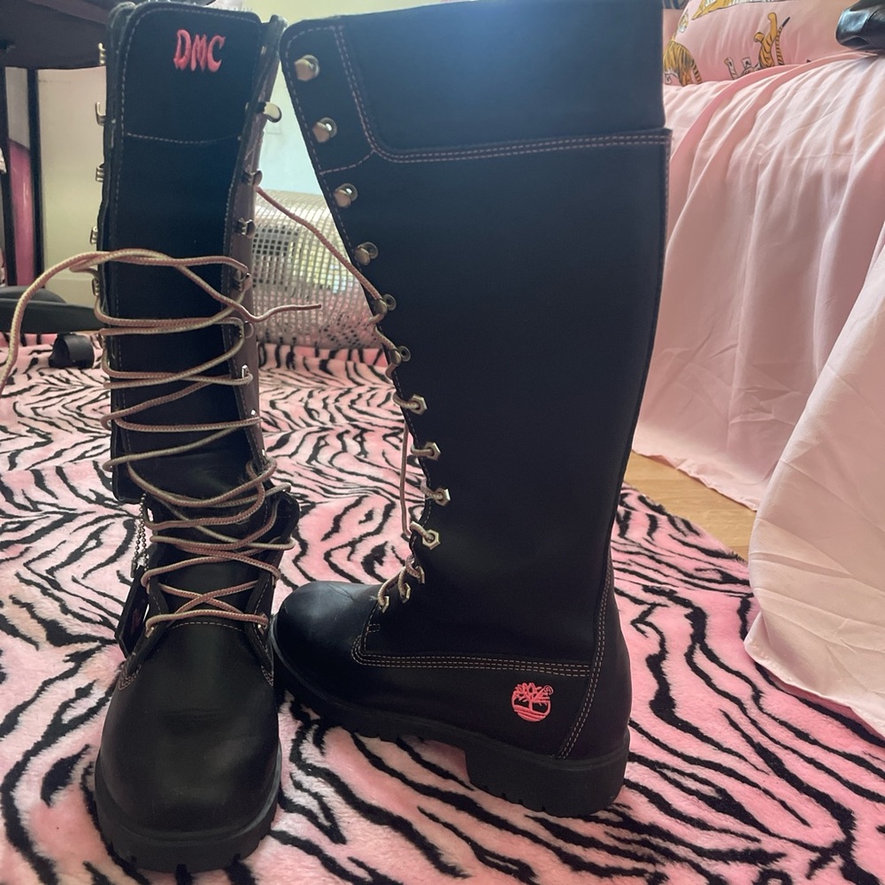 DC Black and Pink Lace-Up Women's Boots